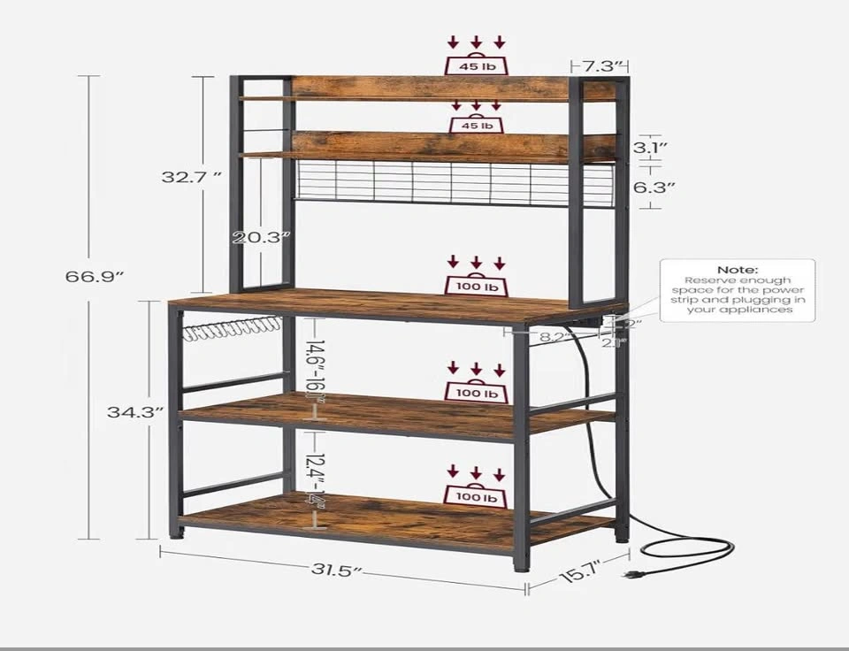 Kitchen Baker's Rack with Power Outlets (CHARCOAL GREY) 80W - photo 3