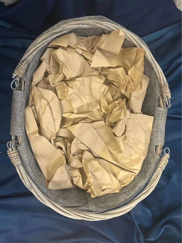 Gray Woven Wicker Basket with Fabric Liner - photo 2