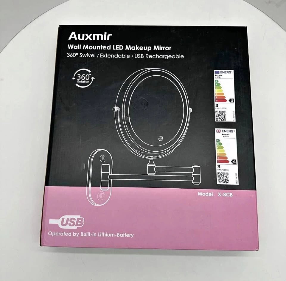 Auxmir 20X/1X Rechargeable Wall Mounted Makeup Mirror