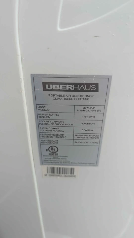 8000BTU/H Uberhaus Portable Air Conditioner - photo 2