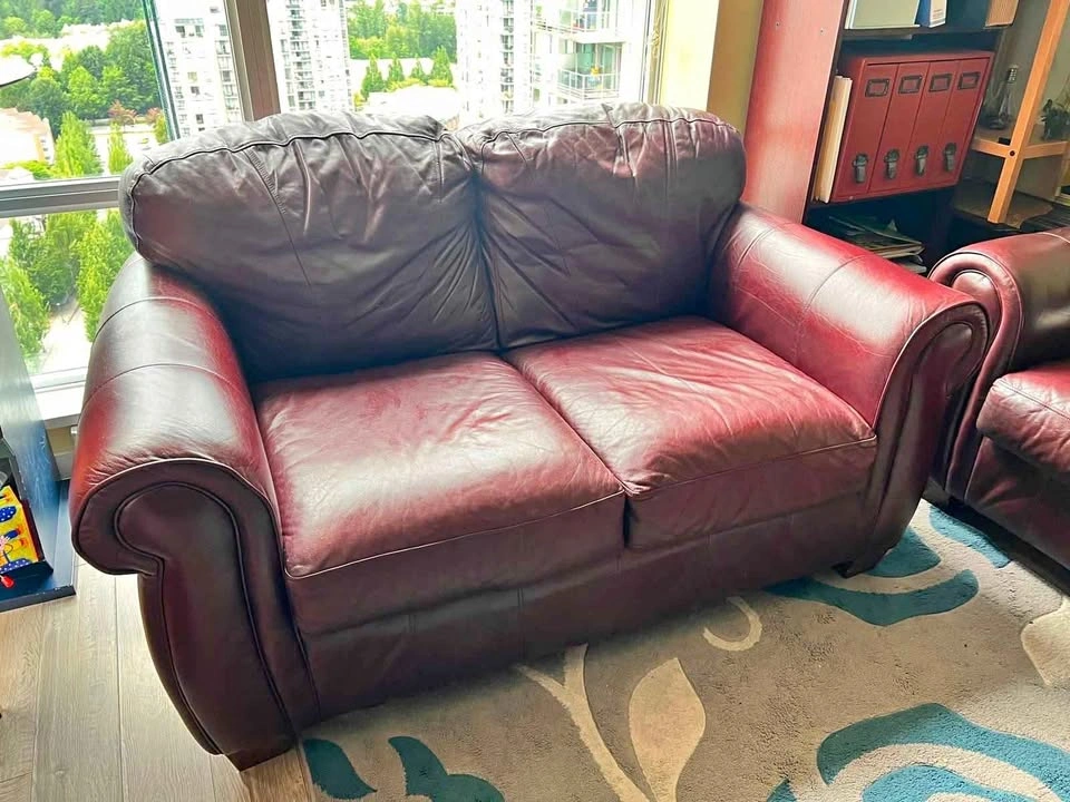 Burgundy Leather Loveseat- $100