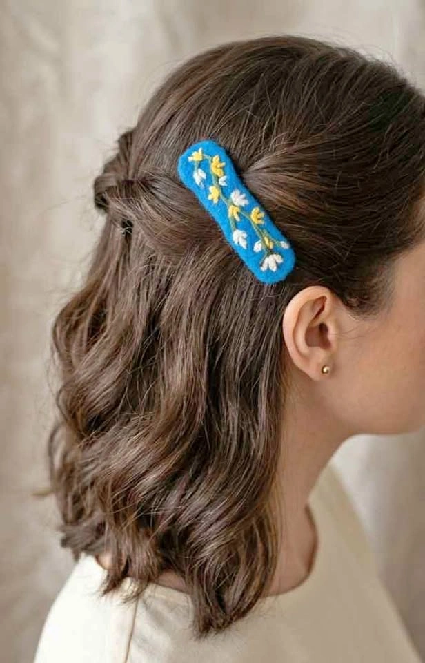 Handmade Embroidered Felt Hair Clip