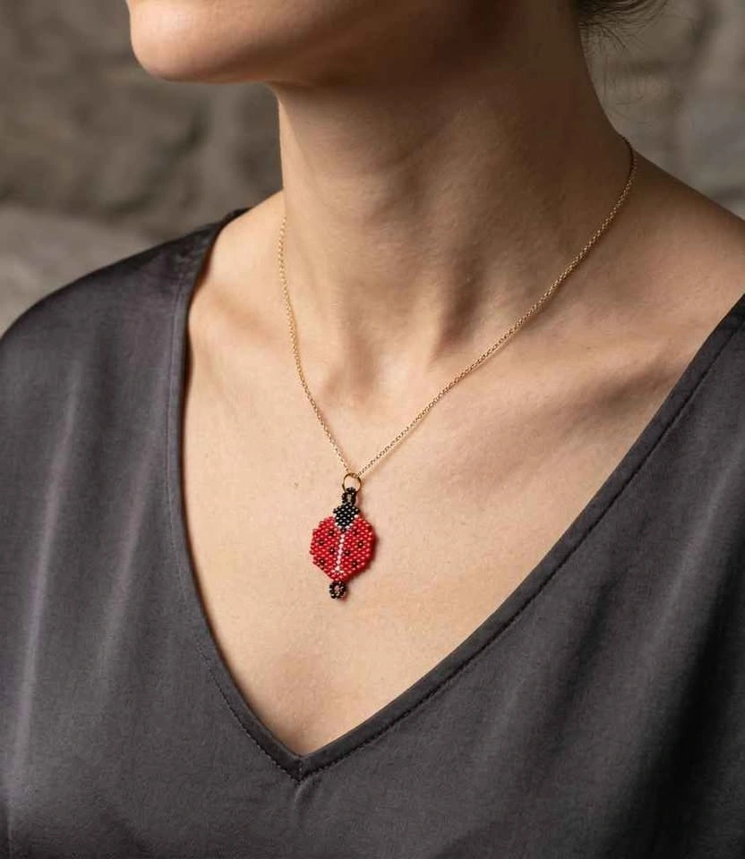 Handmade Beaded Ladybug Pendant - photo 2
