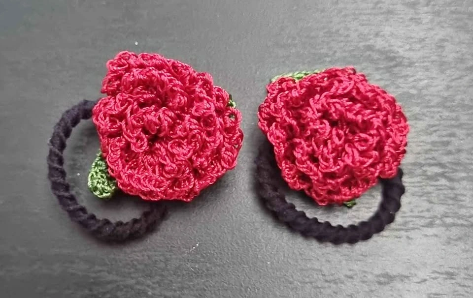 Handmade Crochet Flower Hair Ties for Girls & Toddlers