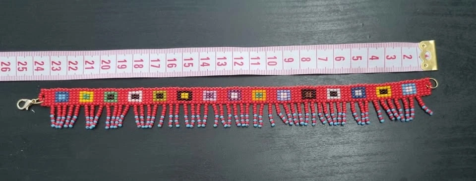 Handmade Boho Beaded Fringe Anklet - Colorful Tribal Red - photo 2