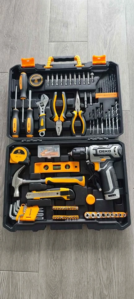 DEKO 133-Piece Tool Kit with 12V Cordless Drill