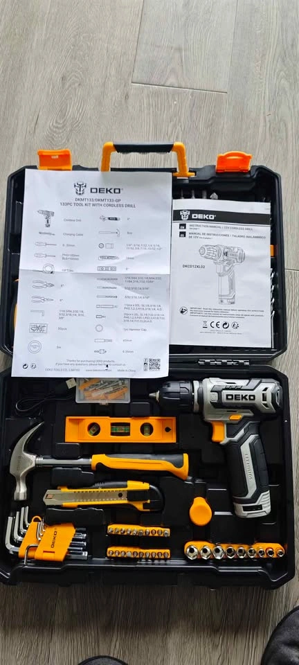DEKO 133-Piece Tool Kit with 12V Cordless Drill - photo 3