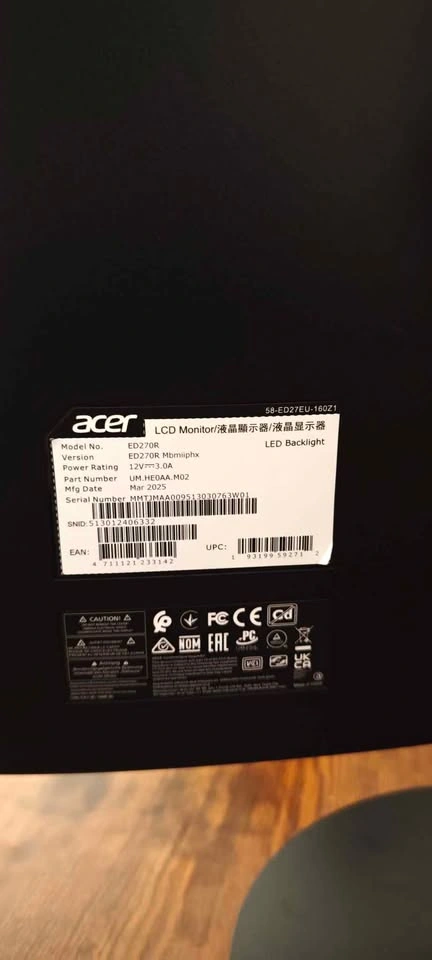 Acer Nitro ED270R 27" Curved Gaming Monitor – 180Hz, 1ms - photo 4