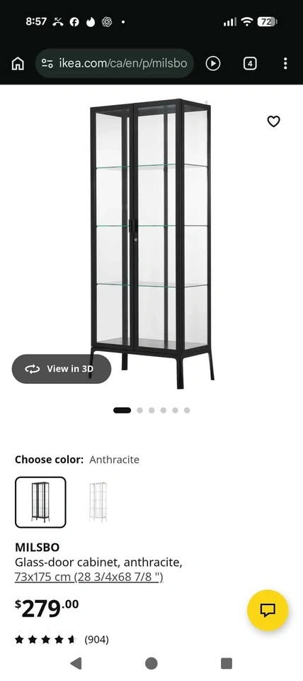 IKEA MILSBO Glass-Door Display Cabinet – Anthracite - photo 3