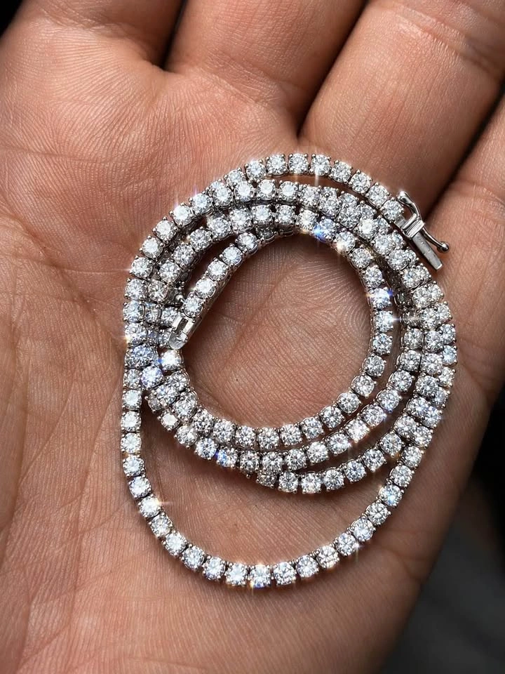 14k 14grams 8ct lab diamond tennis chain (unisex) - photo 2