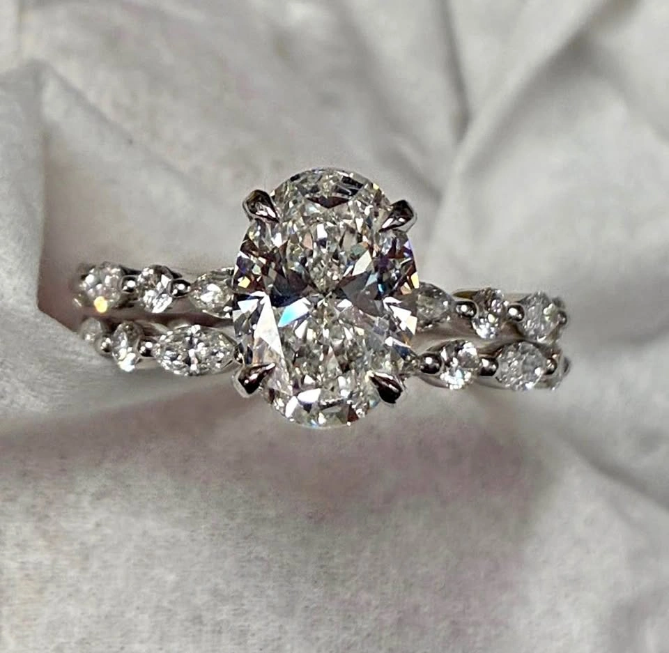 14k 2.6ct lab diamond IGI certified ring with 0.6ct band