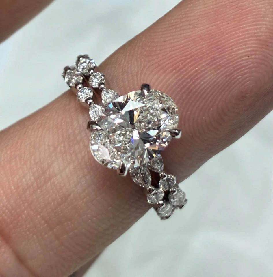14k 2.6ct lab diamond IGI certified ring with 0.6ct band - photo 3