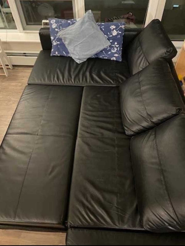 IKEA leather couch that turns into a bed