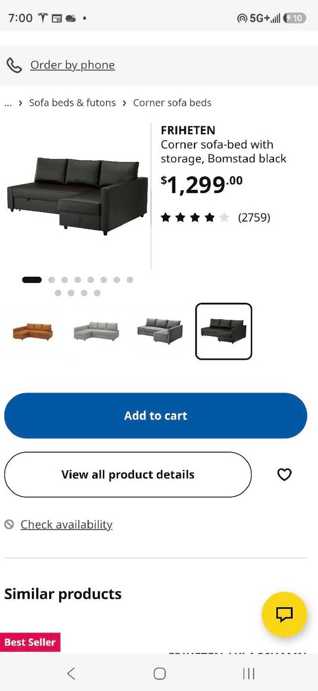 IKEA leather couch that turns into a bed - photo 3