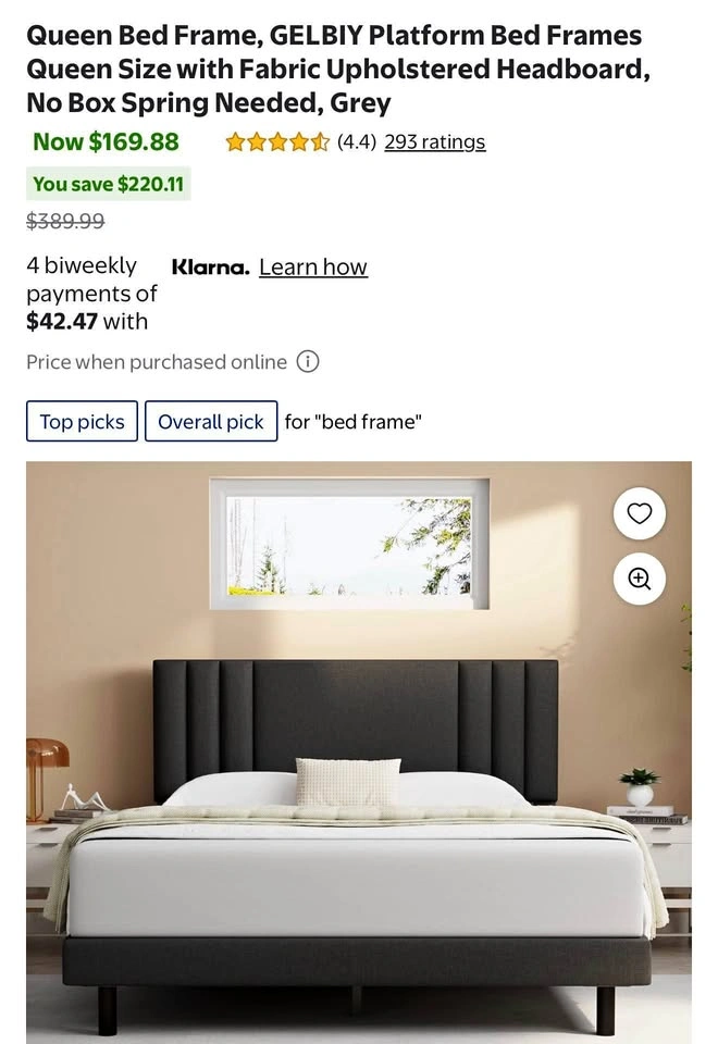 Queen Bed Frame with Optional 10-Inch Mattress