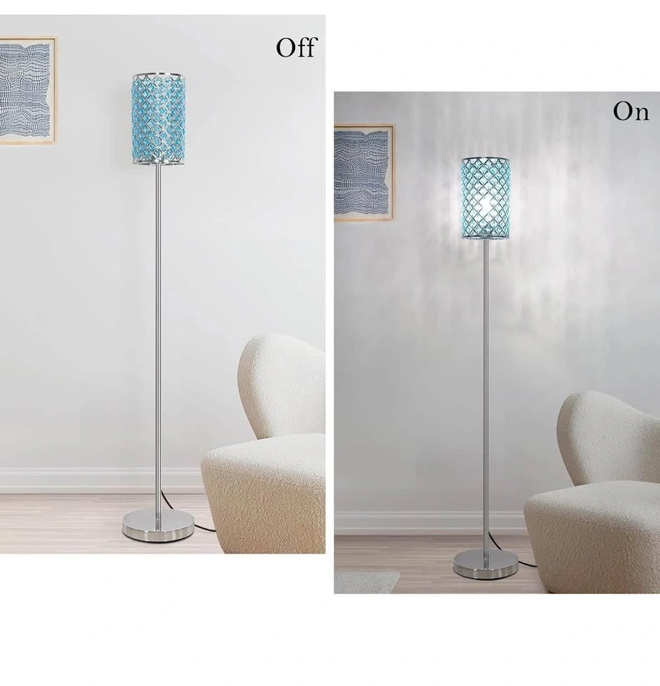 Crystal Floor Lamp, Silver Tall Pole Lamp with Teal Shade - photo 2