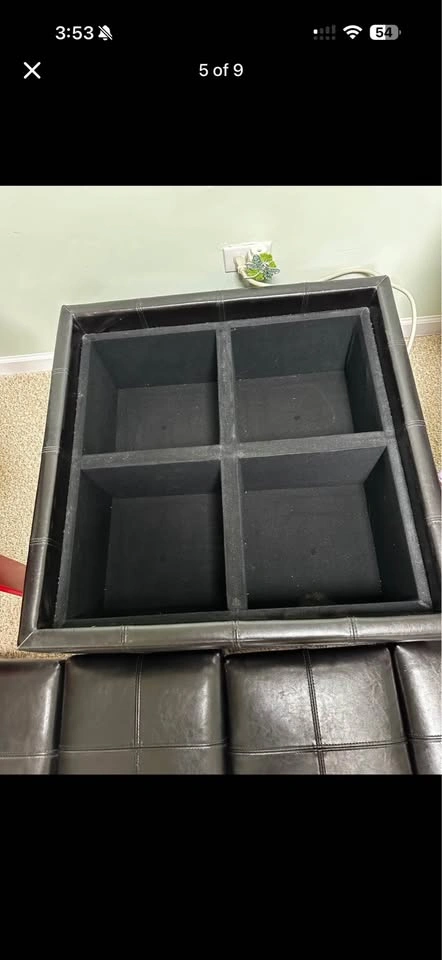Faux black leather ottoman with serving trays - photo 5