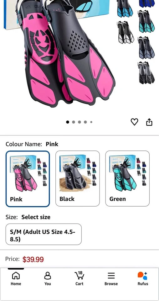 Greatever Snorkel Fins, Travel Size Short Flippers