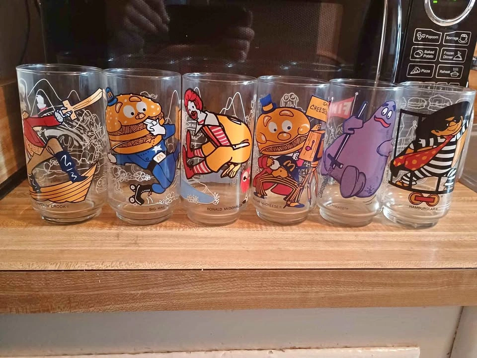 1977 McDonald's Action Series Glasses - Full Set of 6