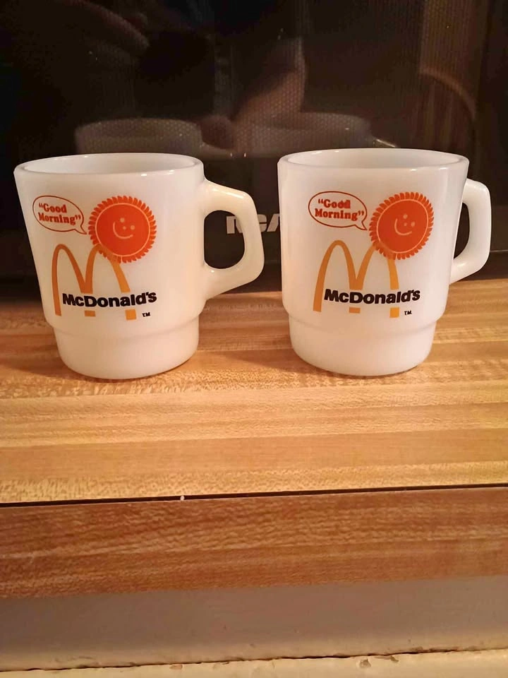 2x Vintage 70's McDonald's Anchor Hocking Fire King Mugs
