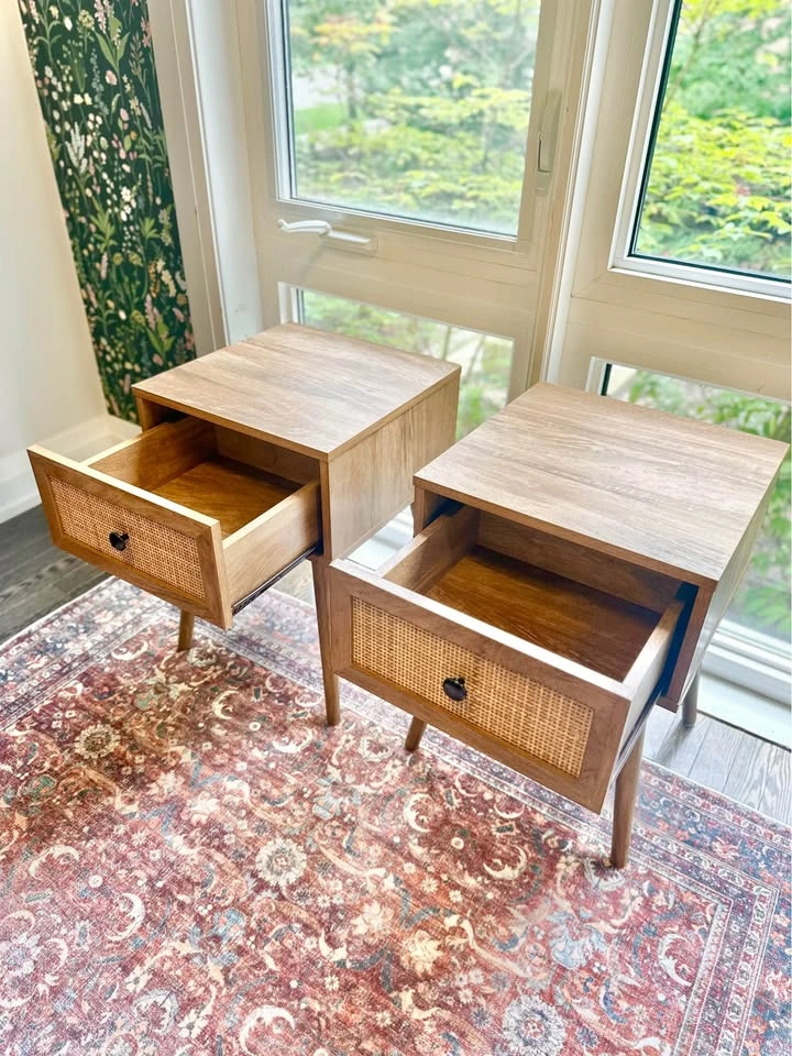 Pair of Cane Nightstands (Price for each) - photo 2