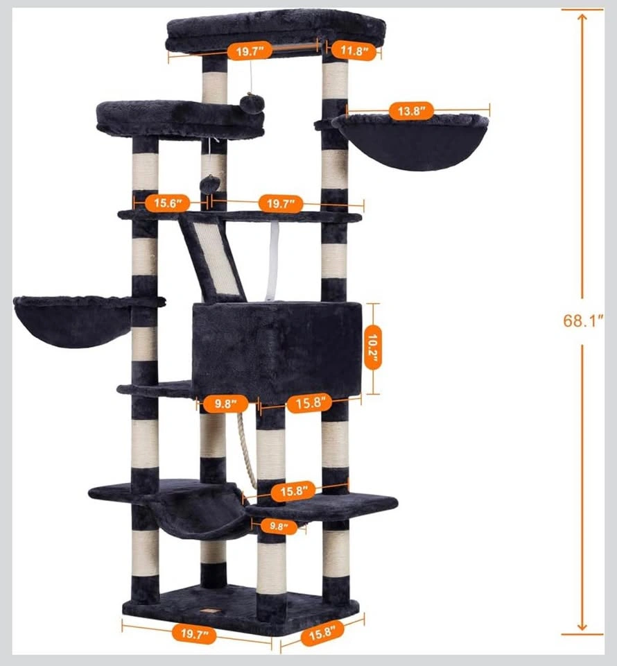 Cat Tree, 68 inch Multi-Level Cat Tower - photo 2