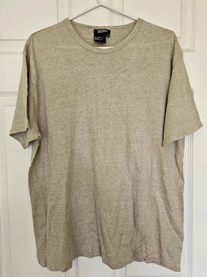Vintage AMERICA Men's Linen Cotton Blend T-Shirt - Size XL