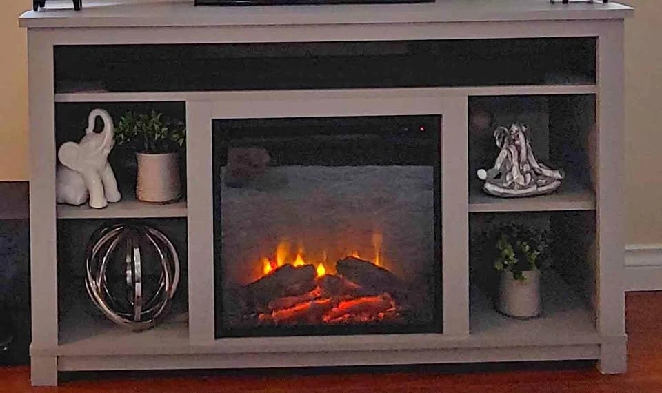 Grey Electric Fireplace TV Stand