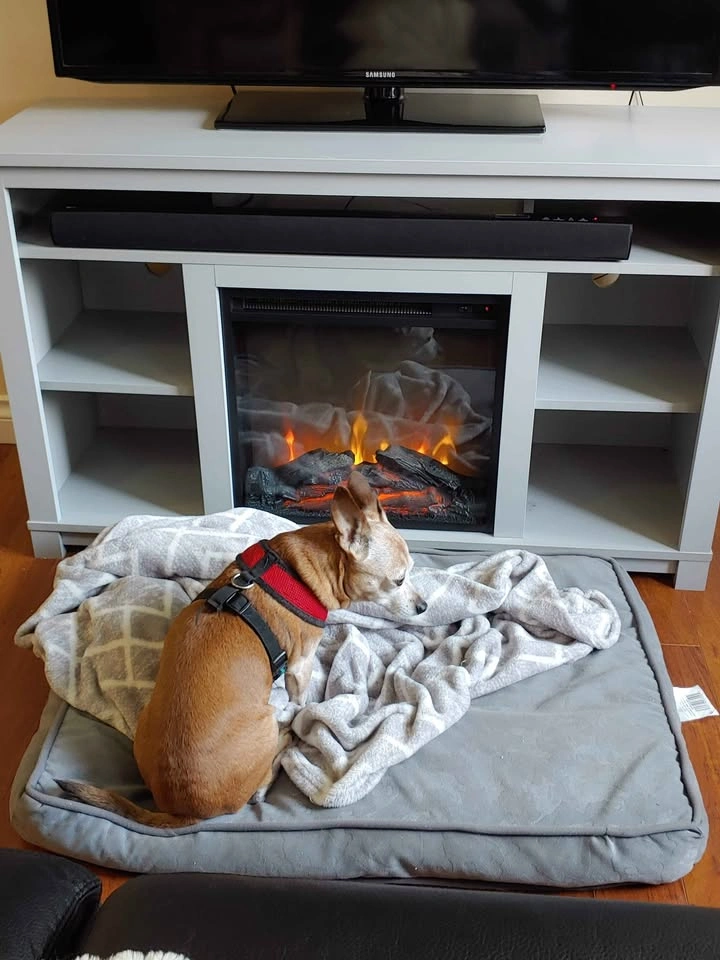 Grey Electric Fireplace TV Stand - photo 2