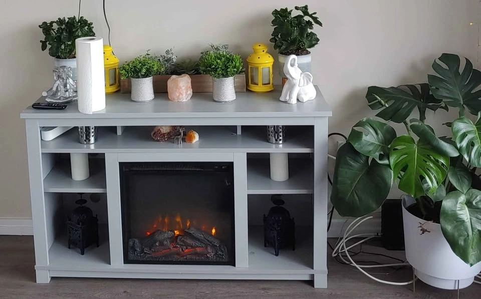 Grey Electric Fireplace TV Stand - photo 3