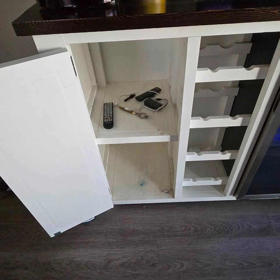 Custom Made Solid Wood Bar with Beverage Fridge and Wine Racks - photo 4