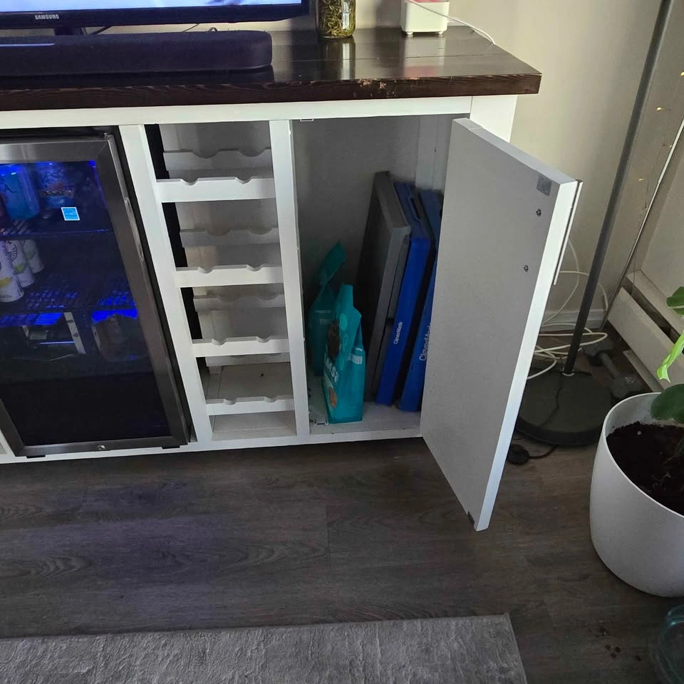 Custom Made Solid Wood Bar with Beverage Fridge and Wine Racks - photo 5
