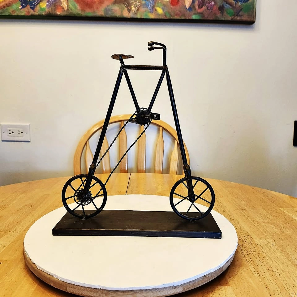Tall Bicycle Sculpture, Metal, Art, Decor