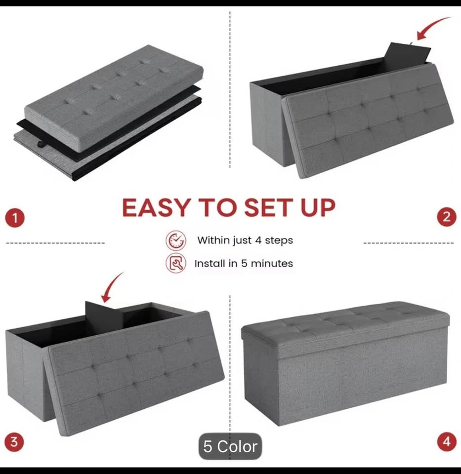 Stylish Gray Storage Collapsible Bench - photo 4