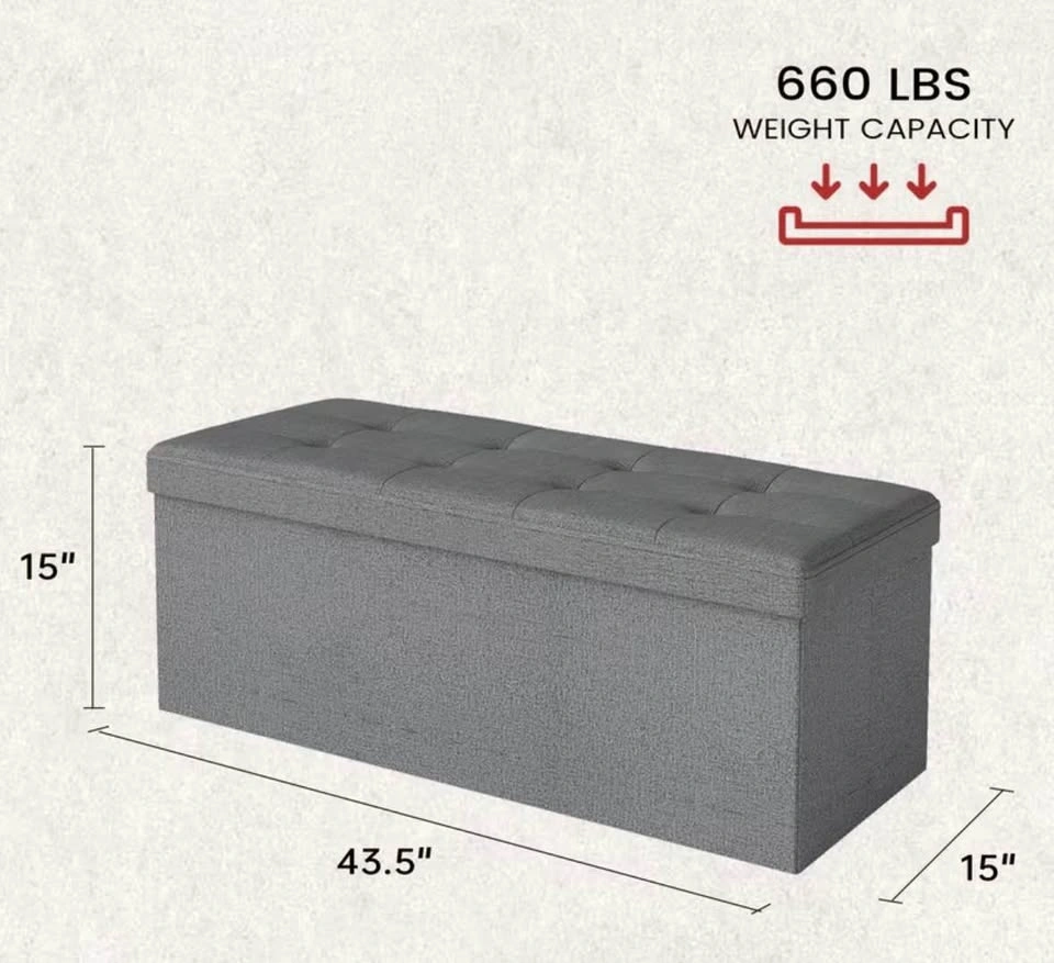 Stylish Gray Storage Collapsible Bench - photo 5