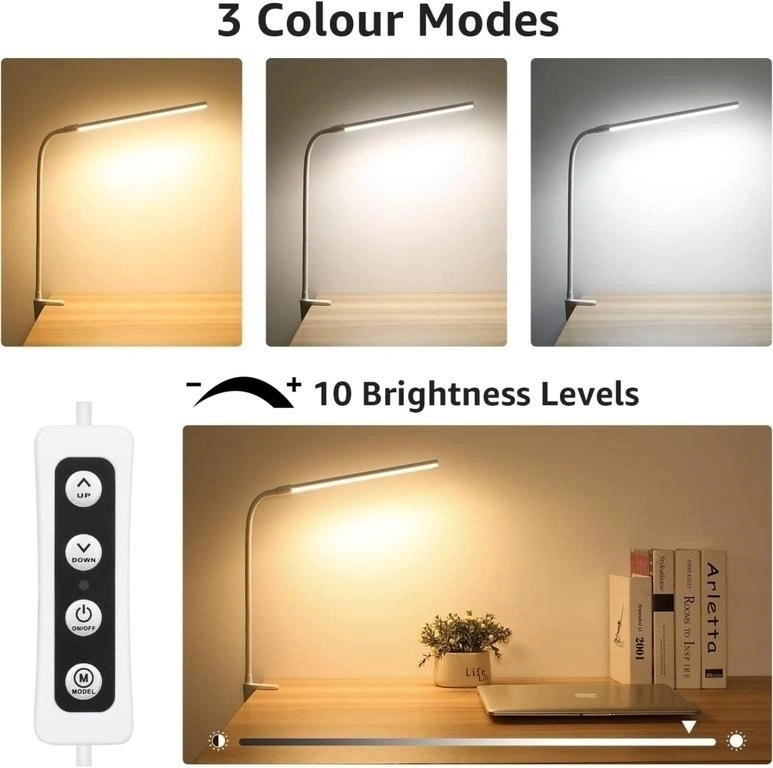 LED Light, Dimmable USB Clamp Lamp with 3 Color Modes - photo 2