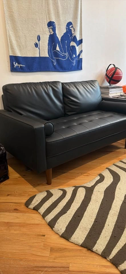Black Leather Couch - photo 2