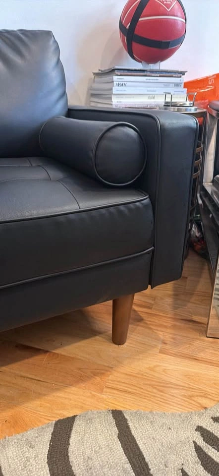 Black Leather Couch - photo 3