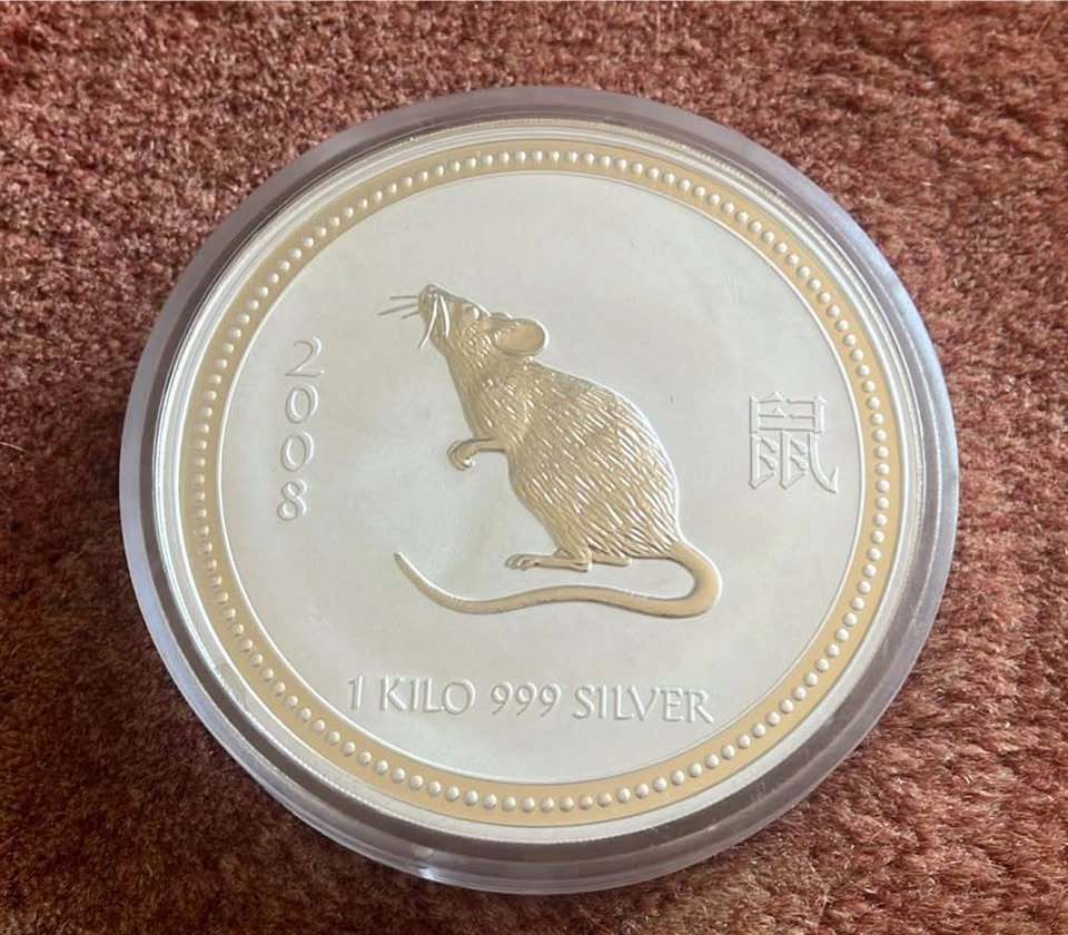 2008 Australian Year of the Mouse 1 Kilo .999 Silver Coin - photo 3