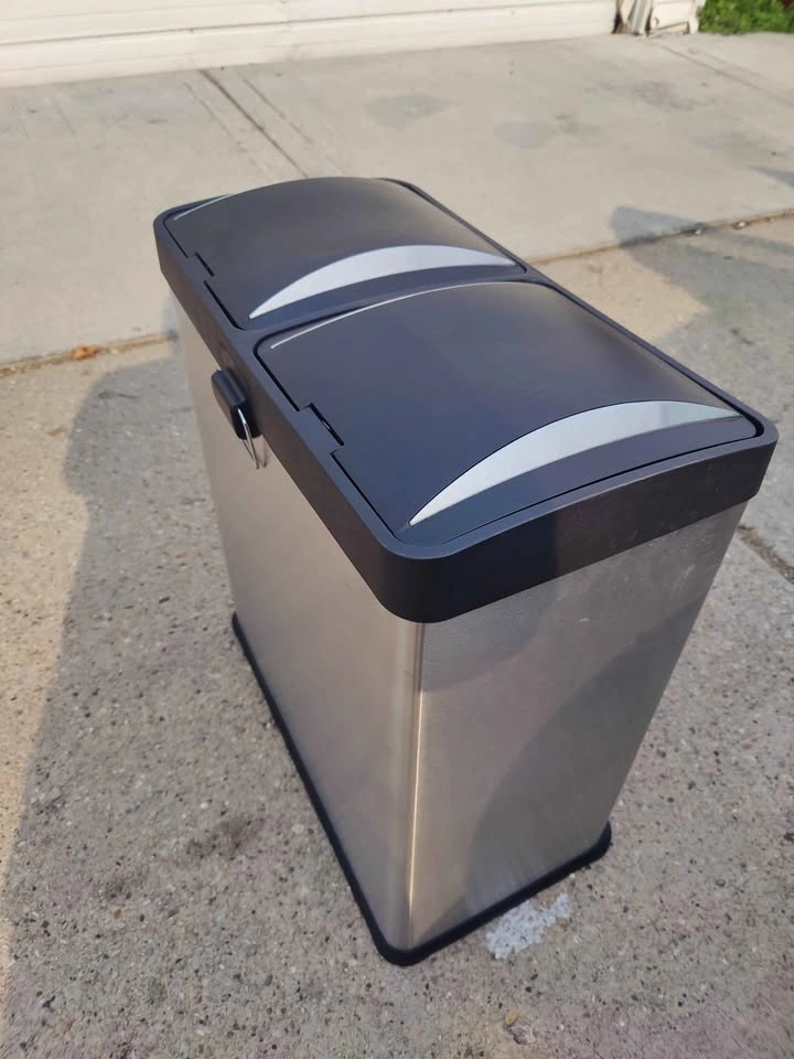 Stainless Steel Step N' Sort 2-Compartment Trash Bin 16 GAL - photo 3