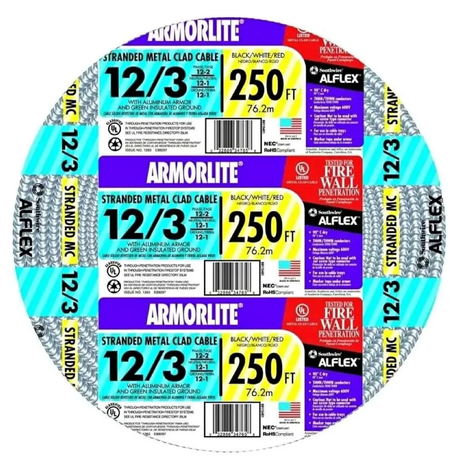 Southwire 69115401 Metl Clad 12/3 Awg 250 Ft 20A thumbnail