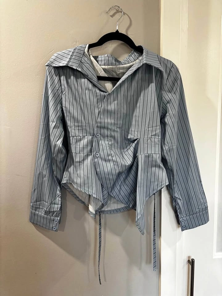 Office Siren Light Blue Dress Shirt Blouse XS