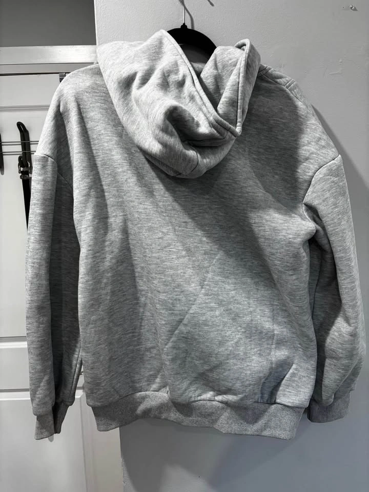 Unique Asymmetrical Collared Light Grey Hoodie - photo 2