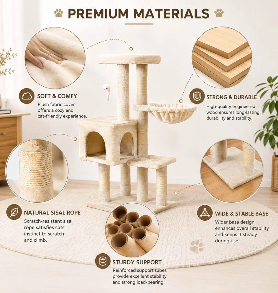 Brand New BestPet 38” Cat Tree Tower – Beige - photo 2