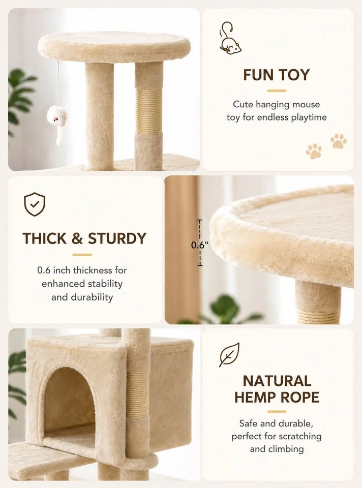 Brand New BestPet 38” Cat Tree Tower – Beige - photo 3