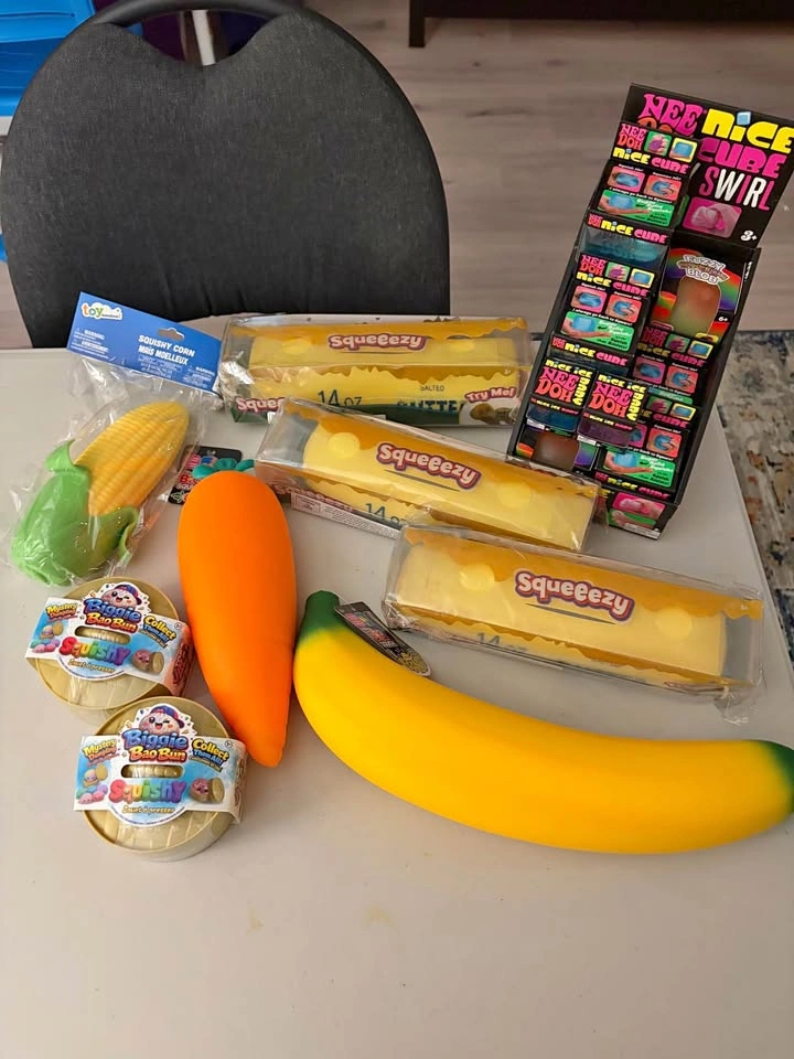 NeeDoh, Squeeezy butter, dumpling, and squishy toys - $25 each