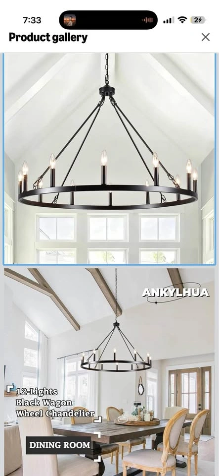 ANKYLHUA 12-Light Wagon Wheel Chandelier