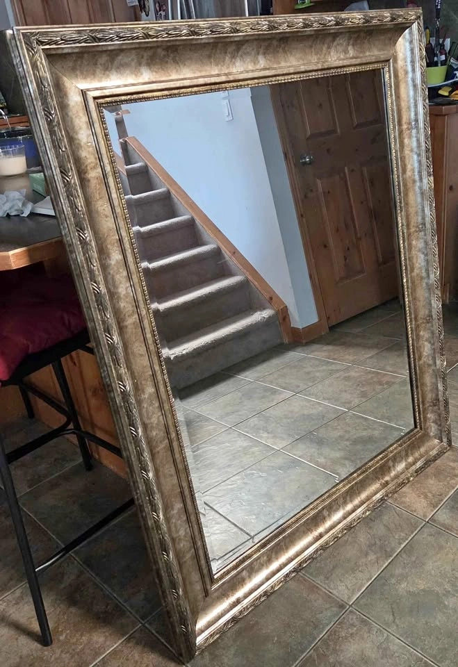 Antiqued Pewter Extra Large Wide Frame Wall Mirror 50x40
