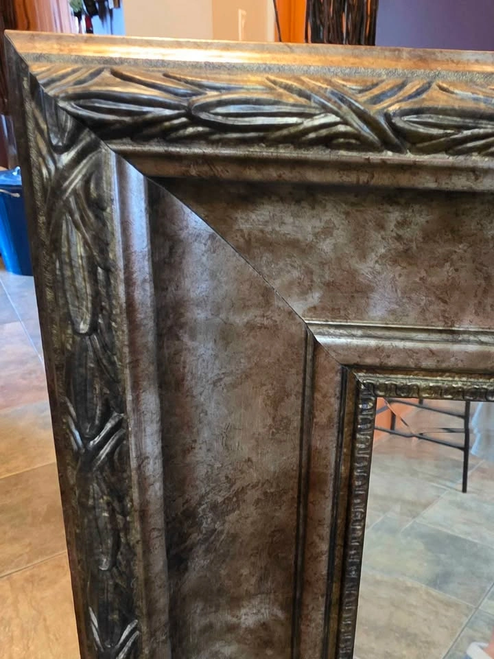 Antiqued Pewter Extra Large Wide Frame Wall Mirror 50x40 - photo 3