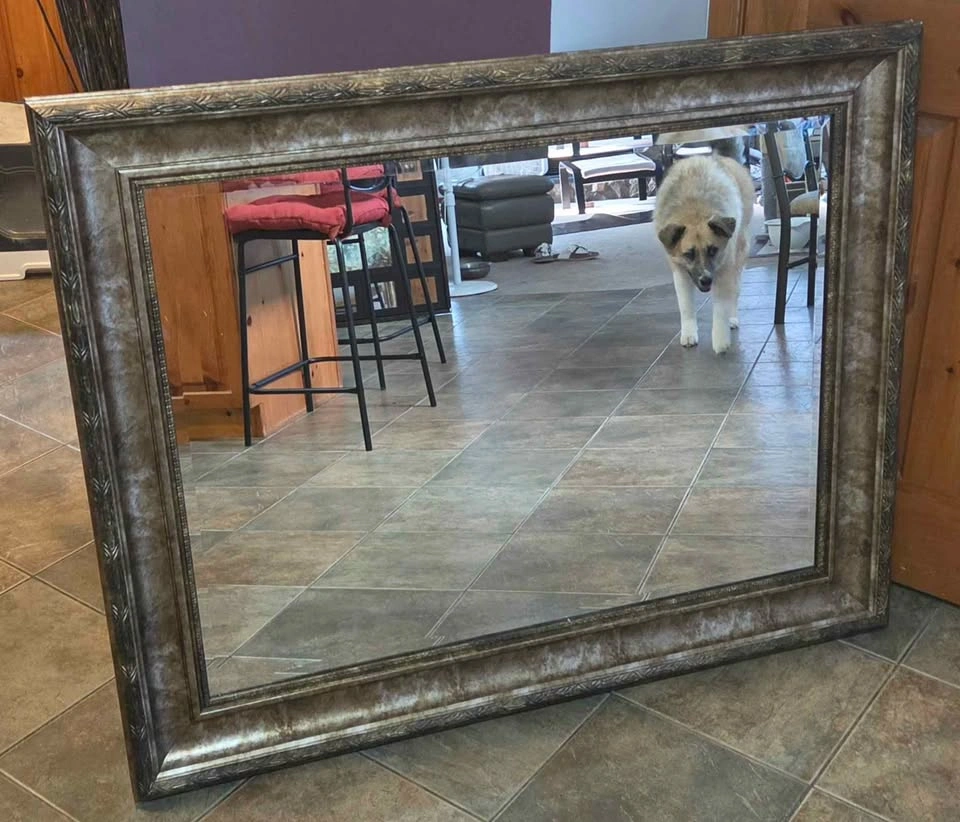 Antiqued Pewter Extra Large Wide Frame Wall Mirror 50x40 - photo 5